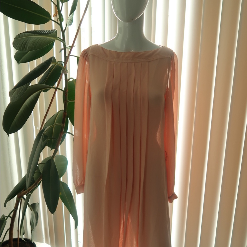 Elegant Peach Chiffon Dress